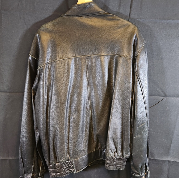 Black Leather Bomber Jacket - Picture 5 of 5